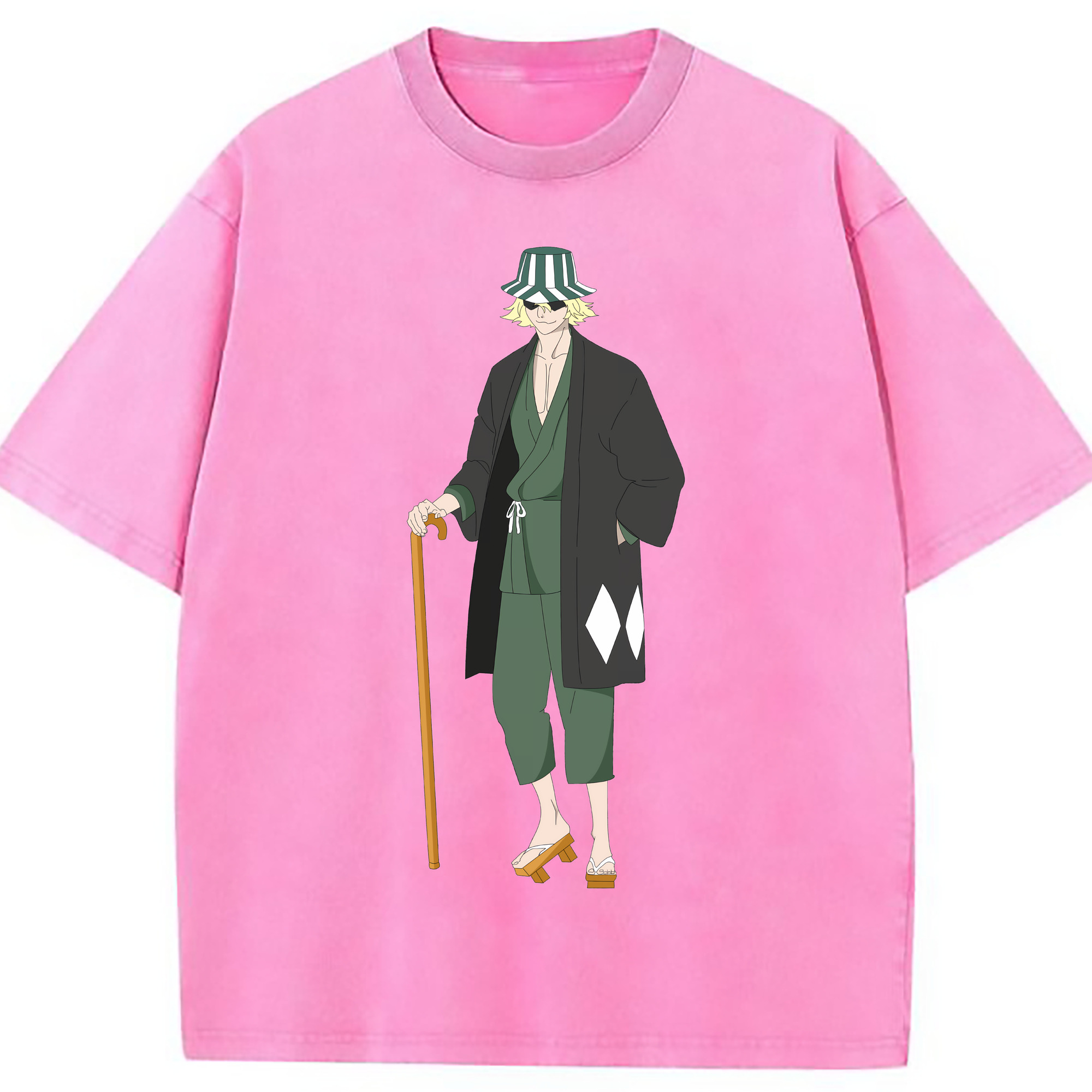 （画像用） "ブリーチ 浦原 喜助（うらはら きすけ） BLEACH Urahara Kisuke " 綿100% ヴィンテージ風 半袖Tシャツ（フロントプリント）